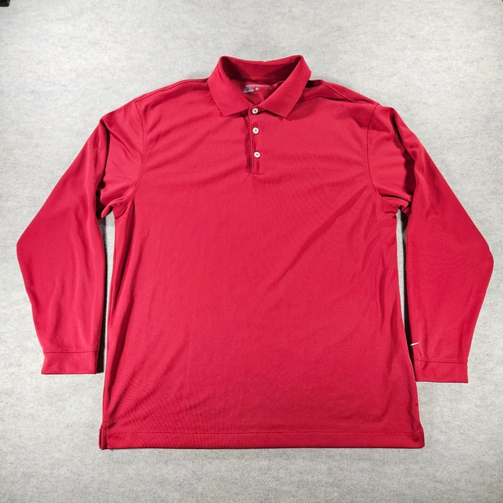 Nike Golf Dri-FIT Polo Mens Large Red Long Sleeve Stretch Performance Shirt